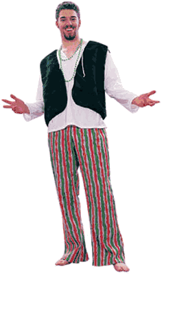 Adult 60's Male Hippie Costume (Stripes)